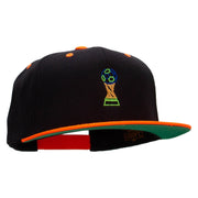 Soccer Ball Trophy Embroidered Wool Blend 2 Tone Classic Snapback - Black-Orange OSFM