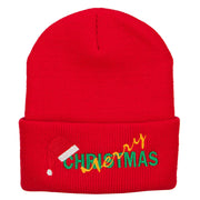 Merry Christmas Santa Hat Embroidered Long Beanie