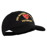 3rd Marine Division Veteran Embroidered 6 Panel Unstructured Cotton Twill Cap Made in USA - Black OSFM