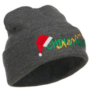 Merry Christmas Santa Hat Embroidered Long Beanie