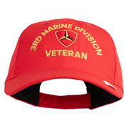 3rd Marine Division Veteran Embroidered 6 Panel Unstructured Cotton Twill Cap Made in USA - Red OSFM