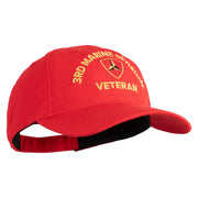 3rd Marine Division Veteran Embroidered 6 Panel Unstructured Cotton Twill Cap Made in USA - Red OSFM