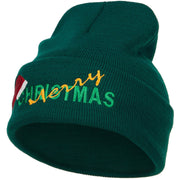 Merry Christmas Santa Hat Embroidered Long Beanie