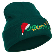 Merry Christmas Santa Hat Embroidered Long Beanie