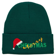 Merry Christmas Santa Hat Embroidered Long Beanie