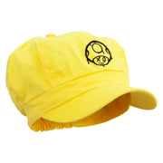 Mario Mushroom Paint Embroidered Cotton Elastic Newsboy Cap - Yellow OSFM