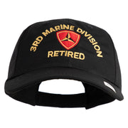 3rd Marine Division Retired Embroidered 6 Panel Unstructured Cotton Twill Cap Made in USA - Black OSFM