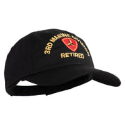 3rd Marine Division Retired Embroidered 6 Panel Unstructured Cotton Twill Cap Made in USA - Black OSFM