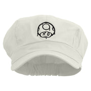 Mario Mushroom Paint Embroidered Cotton Elastic Newsboy Cap - White OSFM