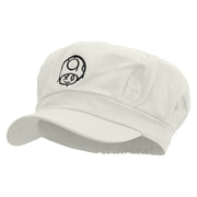 Mario Mushroom Paint Embroidered Cotton Elastic Newsboy Cap - White OSFM