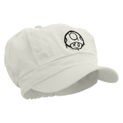 Mario Mushroom Paint Embroidered Cotton Elastic Newsboy Cap - White OSFM