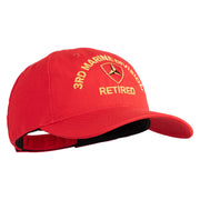 3rd Marine Division Retired Embroidered 6 Panel Unstructured Cotton Twill Cap Made in USA - Red OSFM