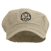 Mario Mushroom Paint Embroidered Cotton Elastic Newsboy Cap - Beige OSFM