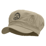 Mario Mushroom Paint Embroidered Cotton Elastic Newsboy Cap - Beige OSFM