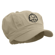 Mario Mushroom Paint Embroidered Cotton Elastic Newsboy Cap - Beige OSFM