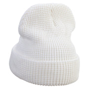 Mario Mushroom Paint Embroidered Big Stretch Waffle Stitch Cuff Beanie - White OSFM