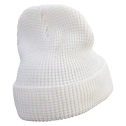 Mario Mushroom Paint Embroidered Big Stretch Waffle Stitch Cuff Beanie - White OSFM