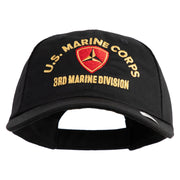 U.S. Marine Corps 3rd Marine Division Embroidered 6 Panel Unstructured Cotton Twill Cap Made in USA - Black OSFM