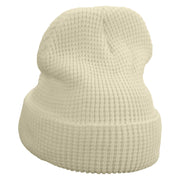 Mario Mushroom Paint Embroidered Big Stretch Waffle Stitch Cuff Beanie - Beige OSFM