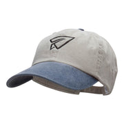 Paper Plane Outline Embroidered Cotton Wash Cap