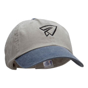 Paper Plane Outline Embroidered Cotton Wash Cap