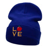 Love Apple Phrase Embroidered Long Knitted Beanie