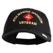 4th Marine Division Veteran Embroidered 6 Panel Unstructured Cotton Twill Cap Made in USA - Black OSFM