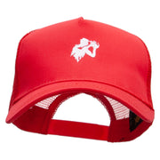 Rugby Player Five Panels Pro Style Trucker Mesh Cap - Red OSFM