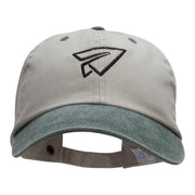 Paper Plane Outline Embroidered Cotton Wash Cap