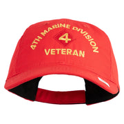 4th Marine Division Veteran Embroidered 6 Panel Unstructured Cotton Twill Cap Made in USA - Red OSFM