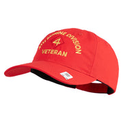 4th Marine Division Veteran Embroidered 6 Panel Unstructured Cotton Twill Cap Made in USA - Red OSFM