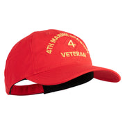 4th Marine Division Veteran Embroidered 6 Panel Unstructured Cotton Twill Cap Made in USA - Red OSFM