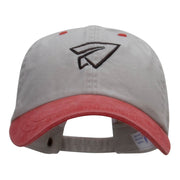 Paper Plane Outline Embroidered Cotton Wash Cap