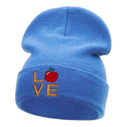 Love Apple Phrase Embroidered Long Knitted Beanie