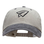 Paper Plane Outline Embroidered Cotton Wash Cap