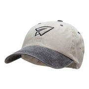 Paper Plane Outline Embroidered Cotton Wash Cap