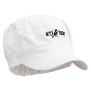 Witch Brews Embroidered Cotton Elastic Newsboy Cap - White OSFM