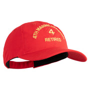 4th Marine Division Retired Embroidered 6 Panel Unstructured Cotton Twill Cap Made in USA - Red OSFM