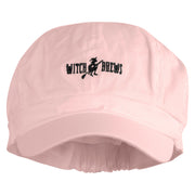 Witch Brews Embroidered Cotton Elastic Newsboy Cap - Pink OSFM