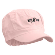 Witch Brews Embroidered Cotton Elastic Newsboy Cap - Pink OSFM