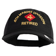 4th Marine Division Retired Embroidered 6 Panel Unstructured Cotton Twill Cap Made in USA - Black OSFM