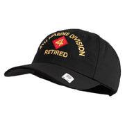 4th Marine Division Retired Embroidered 6 Panel Unstructured Cotton Twill Cap Made in USA - Black OSFM