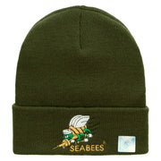 Licensed Seabees Logo Embroidered Long Beanie Made in USA