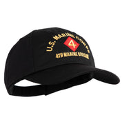 U.S. Marine Corps 4th Marine Division Embroidered 6 Panel Unstructured Cotton Twill Cap Made in USA - Black OSFM