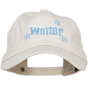 Winter with Snowflakes Embroidered Unstructured Washed Cap