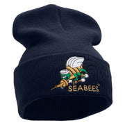 Licensed Seabees Logo Embroidered Long Beanie Made in USA