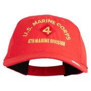 U.S. Marine Corps 4th Marine Division Embroidered 6 Panel Unstructured Cotton Twill Cap Made in USA - Red OSFM
