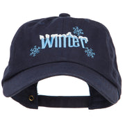 Winter with Snowflakes Embroidered Unstructured Washed Cap