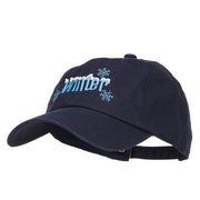 Winter with Snowflakes Embroidered Unstructured Washed Cap