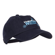 Winter with Snowflakes Embroidered Unstructured Washed Cap